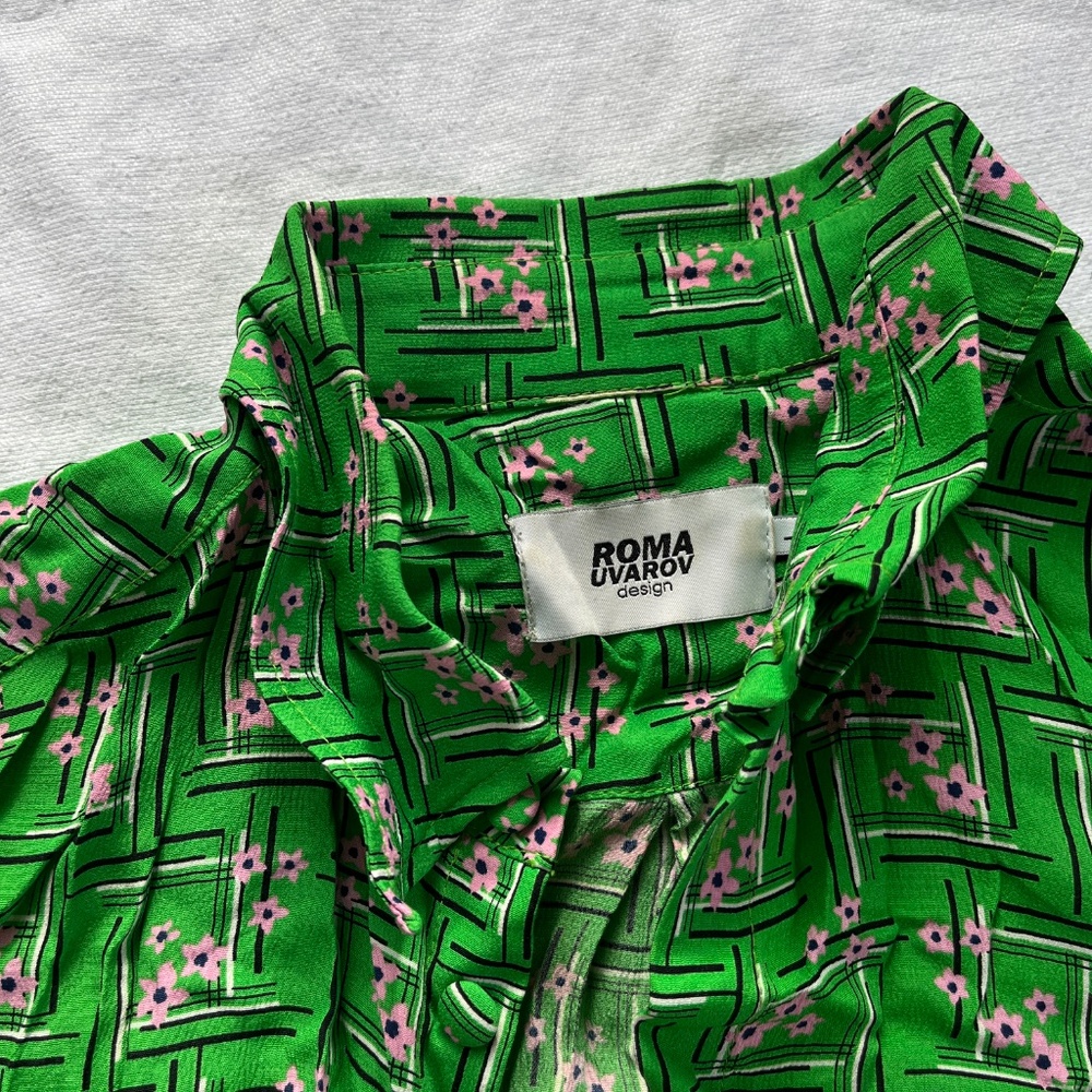 Green Shirt by Roma Uvarov — Vintage Soviet Fabric — XXL - Picture 7 of 11